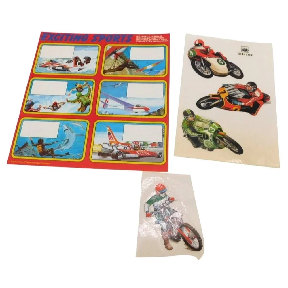 Lot of Vintage Motorcycle Sports Dirt Bike Vehicle Stickers School Labels 1980s
